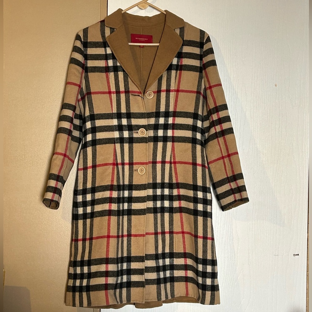 Burberry Tan Plaid Coat